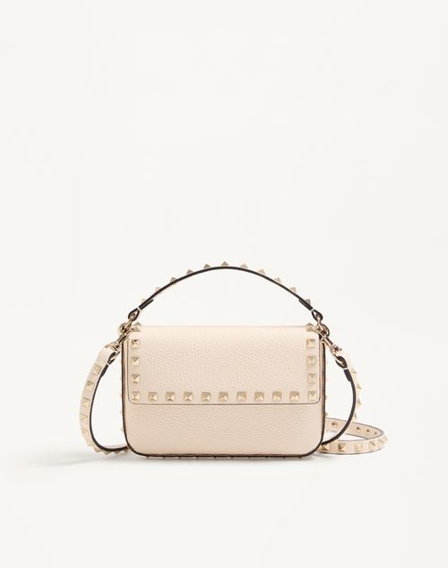Valentino Garavani - Rockstud Grainy Calfskin Pouch - Light Ivory - Woman - Clutches